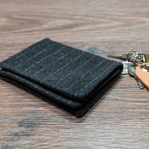 Geldbörse - schwarzer Nadelstreifen Tweed