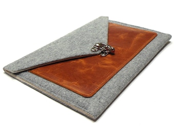 iPad Air case with a pocket - gray tweed