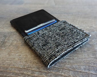 Wallet - black and white tweed