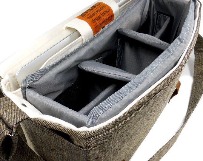 Camera / Laptop Messenger Bag Brown and Beige Etsy