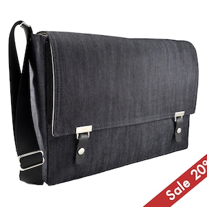 12 MacBook messenger bag dark denim image 1