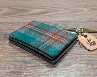 Wallet -  green and rust vintage plaid