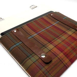 iPad / iPad Air case brown, orange and green plaid image 4