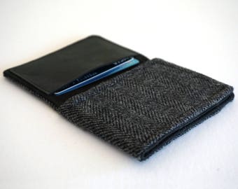 Wallet - black and gray herringbone