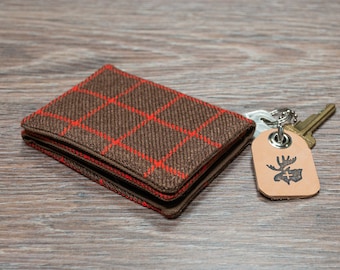 Wallet -  brown and red vintage plaid