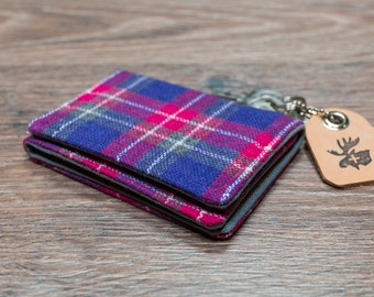 Wallet -  purple and hot pink vintage plaid