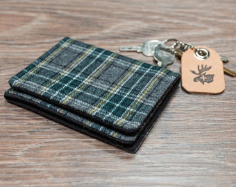 Wallet -  gray and green plaid