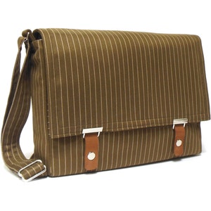13&quot; / 15&quot; / 17&quot; Laptop messenger bag - khaki green pinstripe