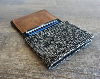 Wallet - black and white tweed