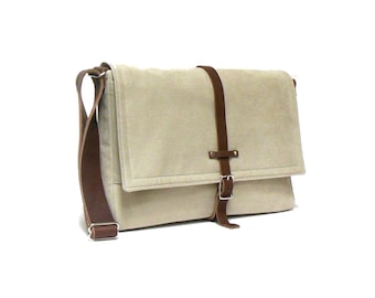 Ultimate Stash laptop messenger bag - light beige