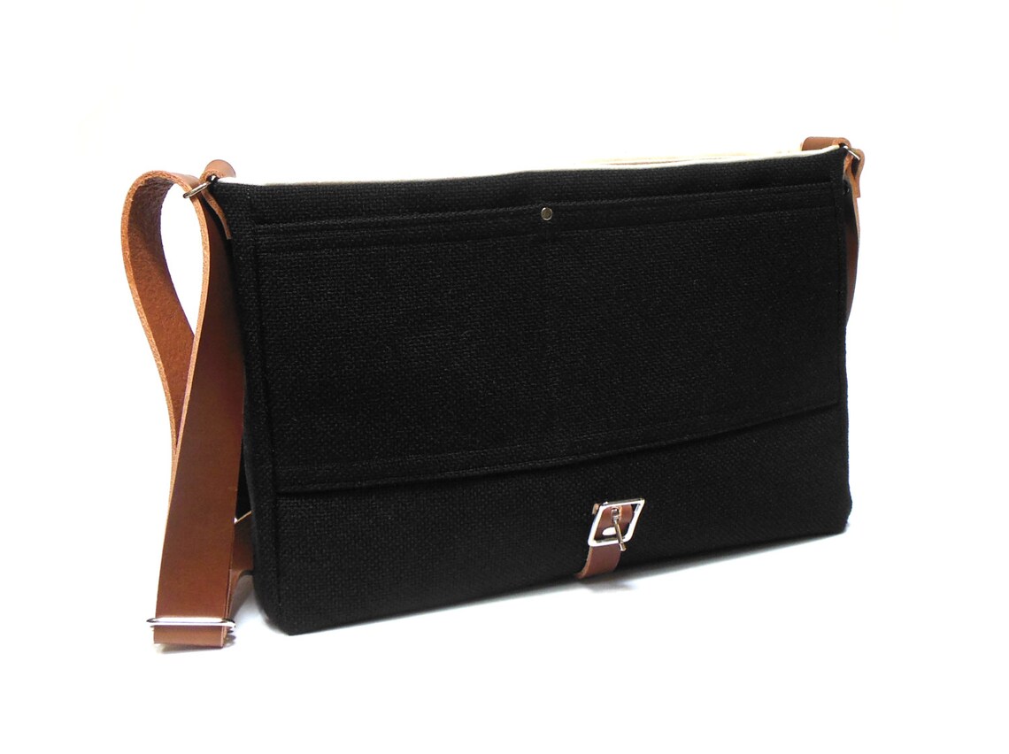 Macbook Air Messenger Bag Black Etsy