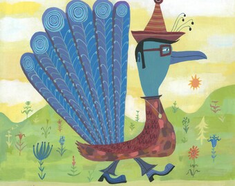Mr. Peacock by Calef Brown original painting