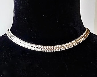 Harry S Bick Sterling Silver Choker - HSB Sterling Silver Necklace - Harry S Bick Fancy Herringbone Choker