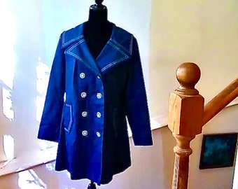 Vintage Bonders Ladies Denim Pea Coat - MOD Rain Coat