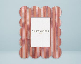 4X6 Scallop Stripe Rahmen, Wandkunst, Neues Zuhause Geschenk, Boho Kinderzimmer Dekor, Bilderrahmen, Vintage Hochzeitsdeko, Posterrahmen, Dopamin Dekor