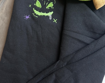 Geborduurd Boogie Mischief Grin-sweater - dobbelstenen mouw | Halloween-kostuum schurk Oogie | DCA