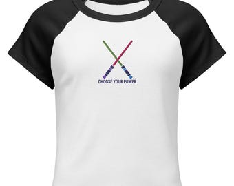 Wybierz swoją moc, haftowana, galaktyczna koszulka dla niemowląt | Koszulka damska inspirowana mieczem świetlnym | Top Geek Chic