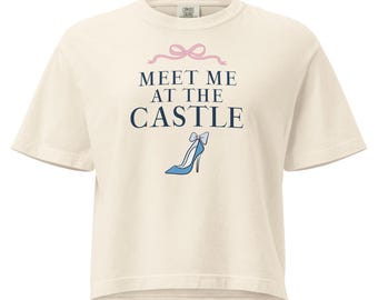 Meet Me at the Castle Graphic Tee – Vintage Inspired Bow Shirt, Boxy T-Shirt, Cute Feminine Aesthetic Top