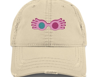 Quirky Glasses Embroidery Distressed Cap | Wizard Witch Vibes
