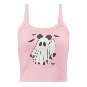 Halloween Mouse Ears Theme Park Ghost  | Cropped Tank Top | Cute & Spooky | MNSSHP | Halloween Party Shirt | Boo to You | Pink Ghost