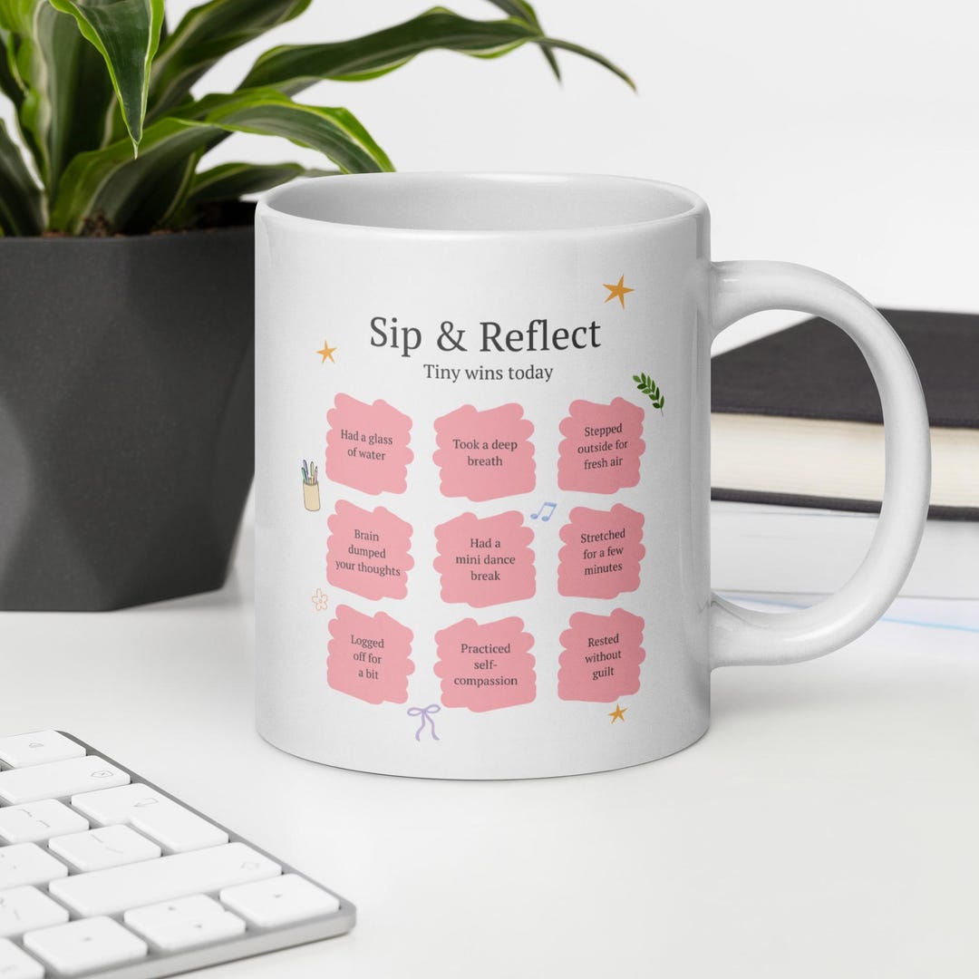 Personalized Tiny Wins Today Mug | Self Care Checklist Mug | Mental ...