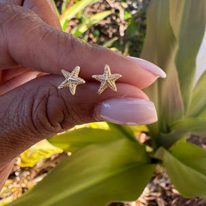 24k Gold Plated Starfish Stud Earrings | Dainty Ocean-Inspired Jewelry | Beach Lover Gift | Minimalist Sea Star Earrings | Cute Star Earring