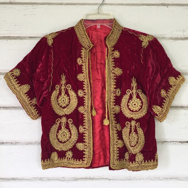 VINTAGE silk velvet embroidered jacket BOHEMIAN gold coat