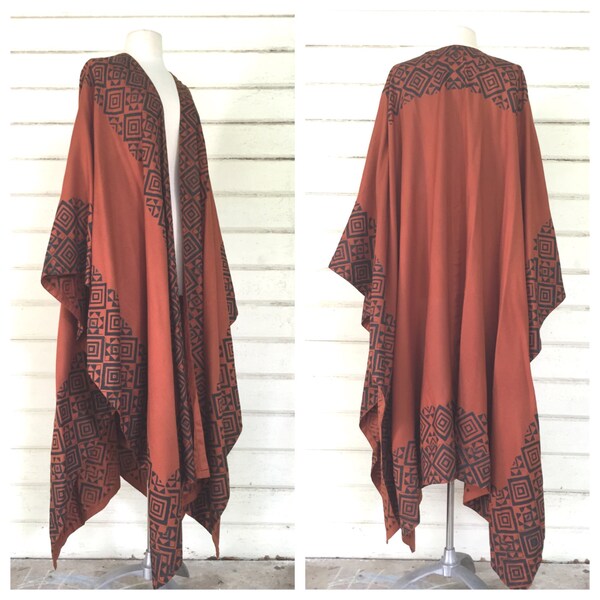 Reservados... Comprar VINTAGE 70s MUDCLOTH manto bloqueado mano BATIK poncho caftán