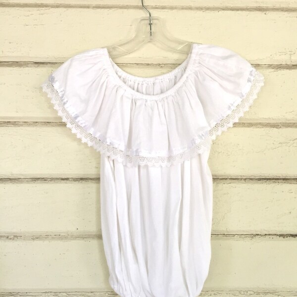 VINTAGE 70s white cotton gauze peasant blouse