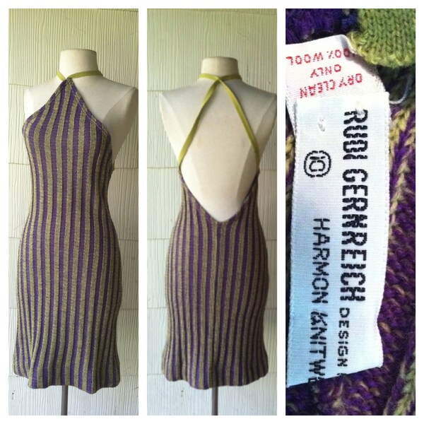 Pago final reservado para emily 60s RUDI GERNREICH halter knit raro vestido mod