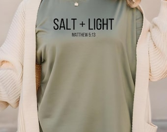 Comfort colors Salt + Light Matthew 5:13 Unisex T-shirt, Bible Verse Tee, Christian Apparel, stay Salty Shirt religious Gift For Her