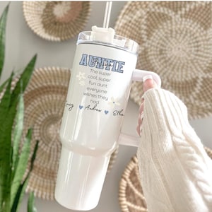 40oz tumbler for aunt, custom tumbler gifts sister pregnancy announcement travel mug, fun Aunt Gifts Personalized tia Birthday Gifts