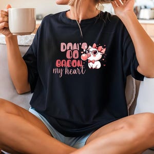 Valentine Pig Unisex T-shirt, Cute Don&#39;t Go Bacon My Heart Tee, Love Gift Shirt, Valentine&#39;s Day Top, Funny Animal Lover Clothing
