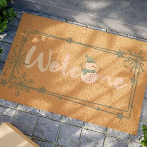 Christmas Welcome Mat Personalized Doormat Custom cute snowman Holiday Front Door Decor Christmas snowflake outdoor Winter Home Decoration