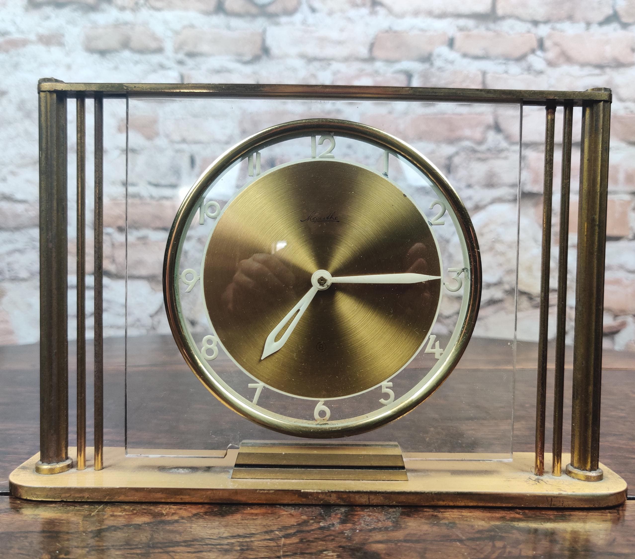 ドイツMauthe '50 BrassTableClock 真鍮置時計　順調稼働 ドイツMauthe '50 BrassTableClock 真鍮置時計 順調稼働 ドイツ