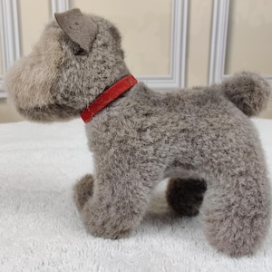 Vintage Plush Schnauzer Terrier Dog, Gray, 5.5 inches.