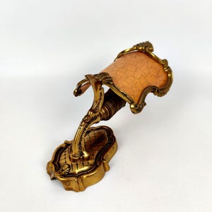 Vintage Baroque Style Wall Lamp, 9&quot; (23 cm), Brass Frame with Craquele Shade, Elegant Decorative Lighting Fixture, Mid 20th Century