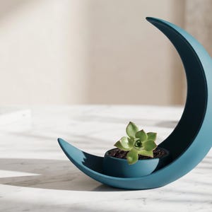 Månskära planteringskärl 3D-tryckt suckulentkruka månväxthållare boho hylldekor minimalistisk gotisk heminredning av Deltaprints