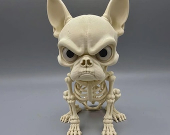 Grumpy Bone Dog Figurine, Funny 3D Printed Skeleton Dog Desk Decor, Creepy Cute Halloween Shelf Collectible