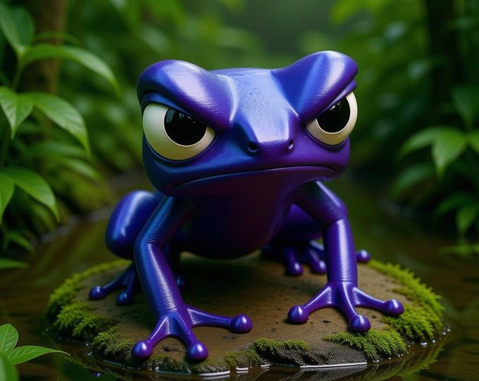 Featured listing image: Disappointed Dart Frog Figurine, Grumpy Little Amphibian Who Has Judged You and Found You Lacking