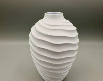 Waves Vase, Flowing Organic Wave Sculpture, Modern Scandinavian Vase, Matte Sculptural Home Accent for Faux & Dried Blooms