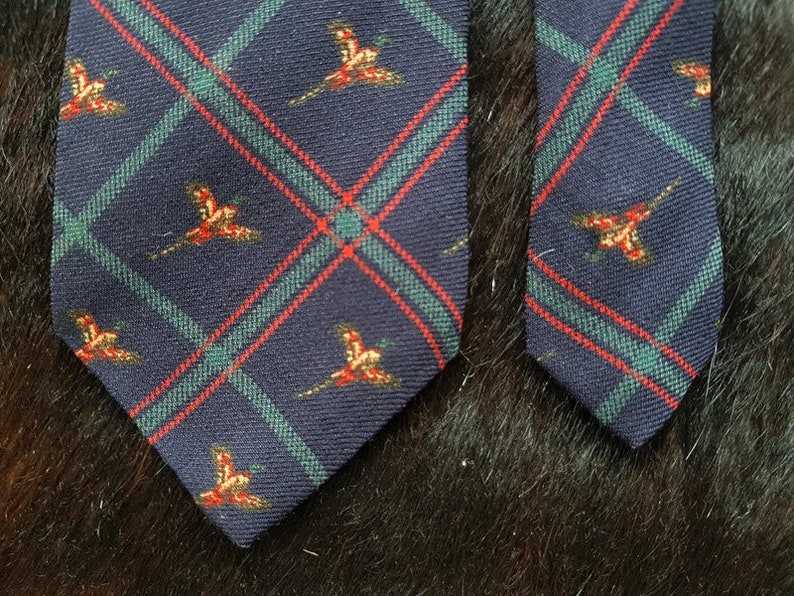 Birds Printed CRAVATS of LONDON Vintage Handmade Wool Tie