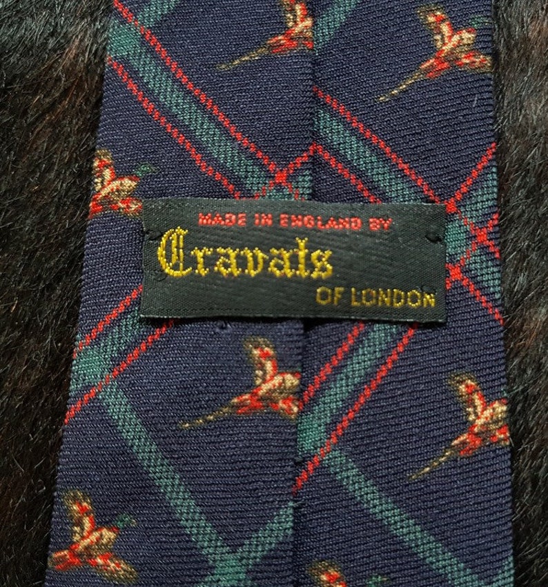 Birds Printed CRAVATS of LONDON Vintage Handmade Wool Tie