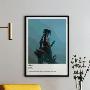 Jinx Arcane Poster – Digital Wall Art & Vector Illustration – "Nothing Ever Stays Dead" Quote – Postcard Art Print