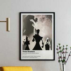 Arte de parede para impressão dos três irmãos – Cartão postal vetorial Potterhead – Arte de fã de Harry Potter Relíquias da Morte – Citação de conto de feiticeiro – Download instantâneo