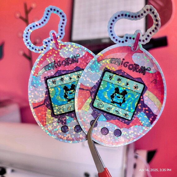 Tamagotchi Holographic Sticker | Amigotchi | Waterproof | Scratch & UV Resistant |