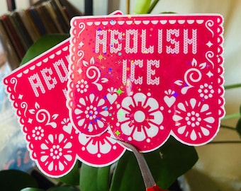 Abolish ICE Holographic Sticker: Waterproof Vinyl Activist Decal