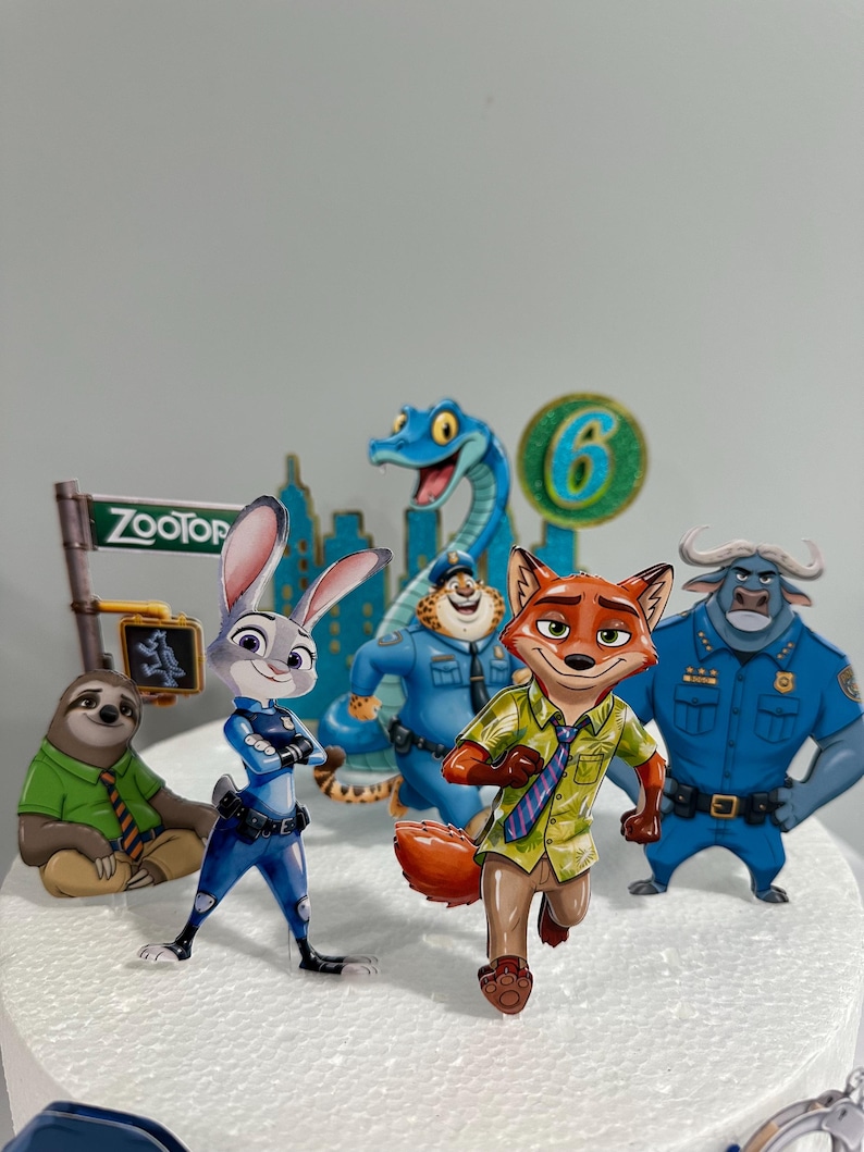 Topper Animation Cake Topper Inspired Zootopia - Birthday Party Custom Order - Etsy
