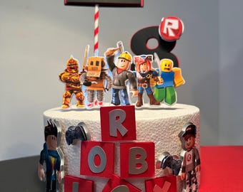Roblox Cake Topper - Roblox Party Decor - Roblox Birthday Boy - Custom Order