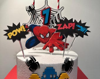 Cake Topper SpiderMan - Birthday Party Spider Super Hero Spider Man Custom Order